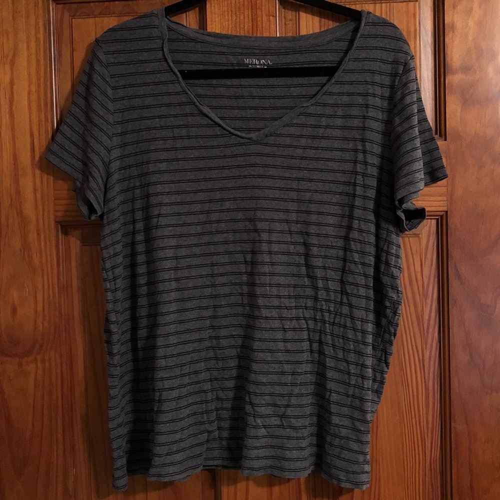 MERONA • XXL gray and black striped t-shirt